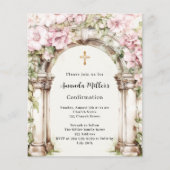Papier Fleur rose arche fille de confirmation invitation (Devant)