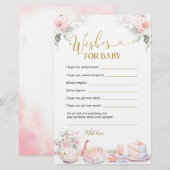 Papier Fleur rose bey Tea Party souhaits pour bébé (Devant / Derrière)