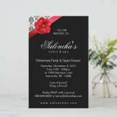 Papier Fleur rouge Damask Stationery Invitation (Debout devant)