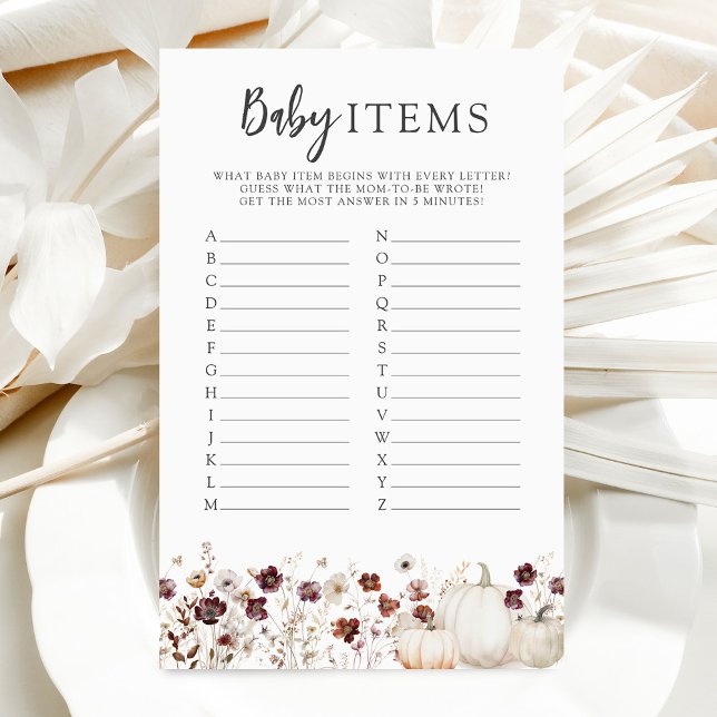 Papier Fleur sauvage Automne Baby shower Baby Objets Jeu (Créateur téléchargé)