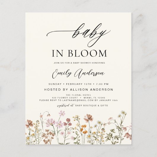 Papier Fleur sauvage Baby in Bloom Baby shower Terracotta (Devant)