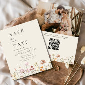 Papier Fleur sauvage Beige Photo QR Code Enregistrer la d