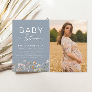 Papier Fleur sauvage bleu Dusty Baby dans le Baby shower