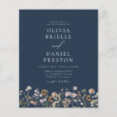 Papier Fleur Sauvage Bleu Marine Code QR Jardin Mariage (Devant)