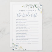 Papier Fleur sauvage bleu qui connaît la mariée meilleur (Devant / Derrière)