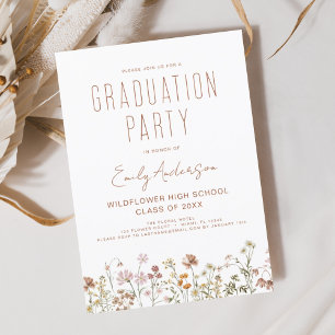 Papier Fleur sauvage Bloom Graduation Party Invitation