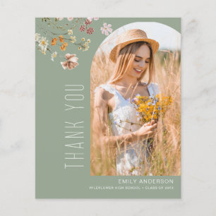 Papier Fleur sauvage Bloom Graduation Photo Merci