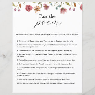 Papier Fleur sauvage Bloom Pass Poem Fête des mariées jeu