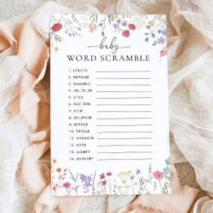 Papier Fleur sauvage Boho Baby shower Jeu Mot Début
