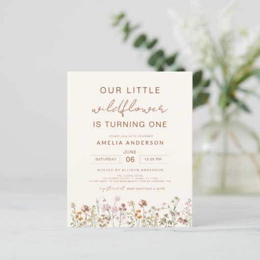 Papier Fleur sauvage Boho Chic Premier Anniversaire Terra (Debout devant)