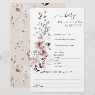 Papier Fleur sauvage boho moderne Baby shower Jeu