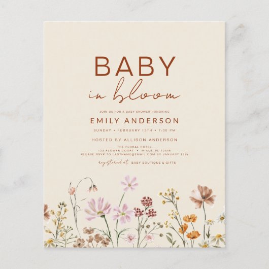 Papier Fleur sauvage Budget Boho Baby in Bloom Baby showe (Devant)