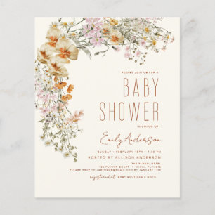 Papier Fleur sauvage Budget Boho Baby shower Terracotta