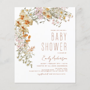 Papier Fleur sauvage Budget Boho Baby shower Terracotta