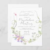 Papier Fleur sauvage Budget Invitation du 100e anniversai (Devant / Derrière)