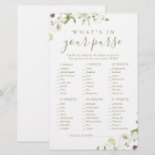 Papier Fleur sauvage ce qu'il y a dans votre sac de douch (Devant / Derrière)