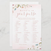 Papier Fleur sauvage ce qu'il y a dans votre sac de douch (Devant / Derrière)