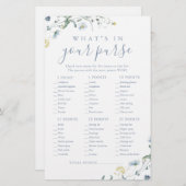 Papier Fleur sauvage ce qu'il y a dans votre sac de douch (Devant / Derrière)