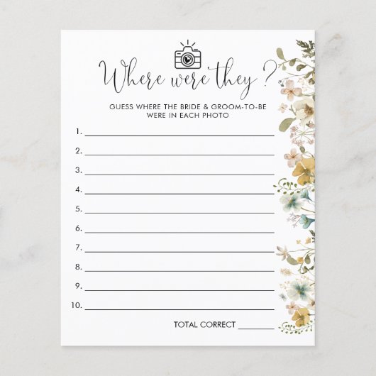 Papier Fleur sauvage Chic Où Étaient-Ils Fête des mariées (Devant)