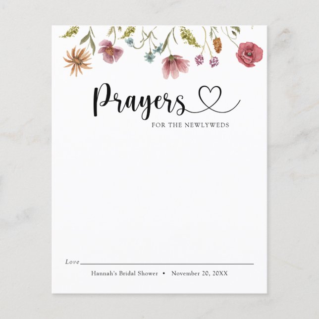 Papier Fleur sauvage dans les prières en fleurs pour les  (Devant)