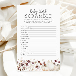 Papier Fleur sauvage d'automne Baby shower Word Scramble 