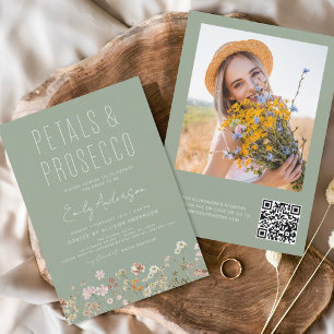Papier Fleur sauvage de code QR Pétales et parquet Sage v
