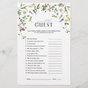 Papier Fleur sauvage d'été Jeu de Fête des mariées Floral