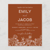 Papier Fleur sauvage du budget Burnt Orange Mariage botan (Devant)