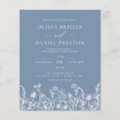 Papier Fleur sauvage Dusty Blue QR Code Faire-part de mar (Devant)