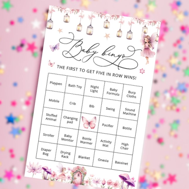 Papier Fleur sauvage Fairy Cute Baby shower Bingo Jeu (Créateur téléchargé)
