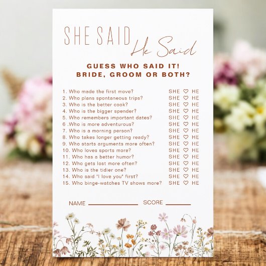 Papier Fleur sauvage Fête des mariées Il A Dit Qu'Elle A 