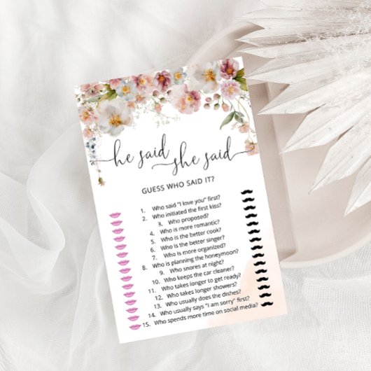 Papier Fleur sauvage Il Dit Qu'Elle A Dit Fête des mariée