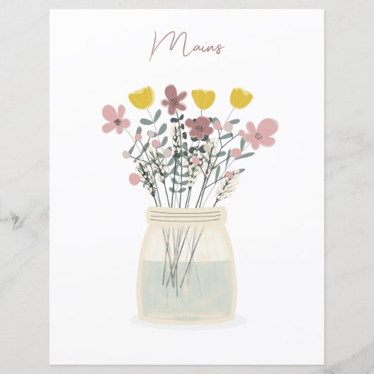 Papier Fleur sauvage Mason Jar Mains Recette Divider (Devant)