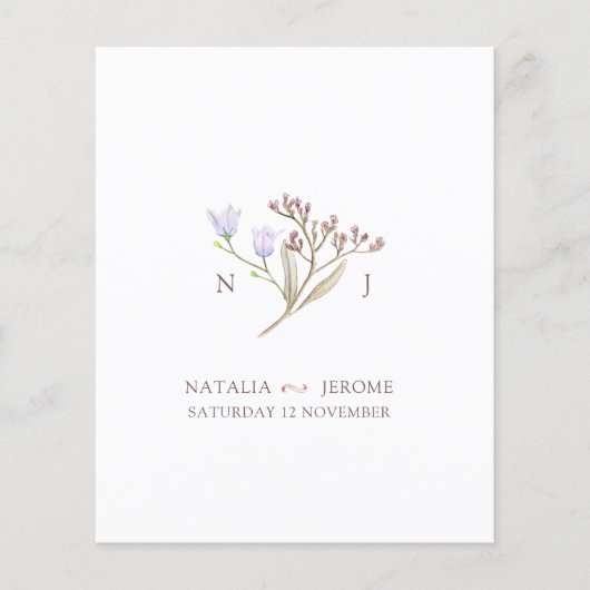 Papier Fleur sauvage monogramme simple mariage de automne (Devant)