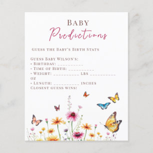 Papier Fleur sauvage Papillons Baby shower prédiction béb
