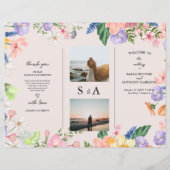 Papier Fleur sauvage Photo Tri-Fold Mariage Ceremony Prog (Dos)