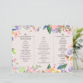 Papier Fleur sauvage Photo Tri-Fold Mariage Ceremony Prog (Debout devant)