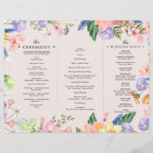 Papier Fleur sauvage Photo Tri-Fold Mariage Ceremony Prog (Devant)