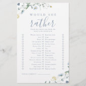 Papier Fleur sauvage préférerait elle nuptiale douche jeu (Devant)