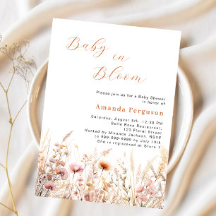 Papier Fleur sauvage rose beige budget Baby Shower