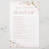 Papier Fleur sauvage rose qui connaît la mariée meilleur  (Devant)