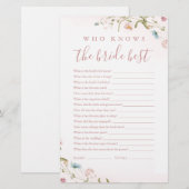 Papier Fleur sauvage rose qui connaît la mariée meilleur  (Devant / Derrière)