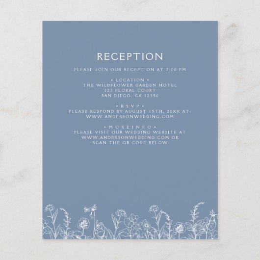 Papier Fleur sauvage tout en un Faire-part de mariage (Dos)