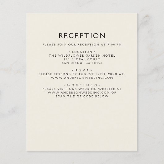 Papier Fleur sauvage tout en un Faire-part de mariage col (Dos)