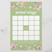 Papier Fleur sauvage vert Sage Fête des mariées Bingo (Devant)