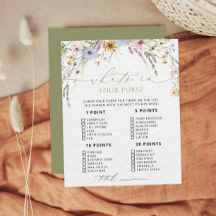 Papier Fleur sauvage Whats in Your Purse Baby shower Jeu