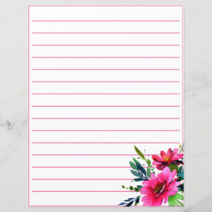 Papier Fleurs à l'aquarelle rose alignées