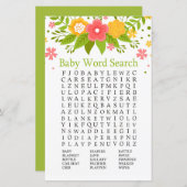 Papier Fleurs Baby shower Word Search Jeu (Devant / Derrière)