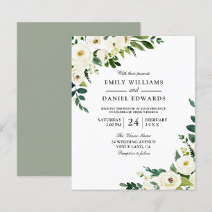 Papier Fleurs blanches Belle Faire-part de mariage budgét