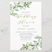 Papier Fleurs blanches Invitation Wedding shower de verdu (Devant)